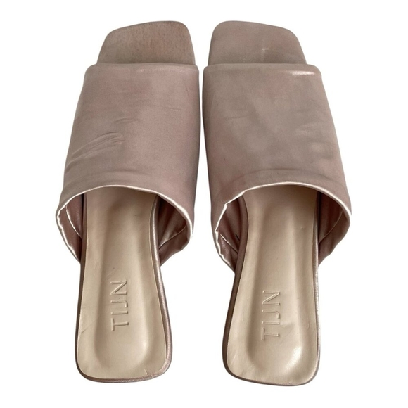 TIJN Katrin Women’s Mule Shoes Dusty Pink Satin Low Heel Slides Size 9 - Picture 1 of 6